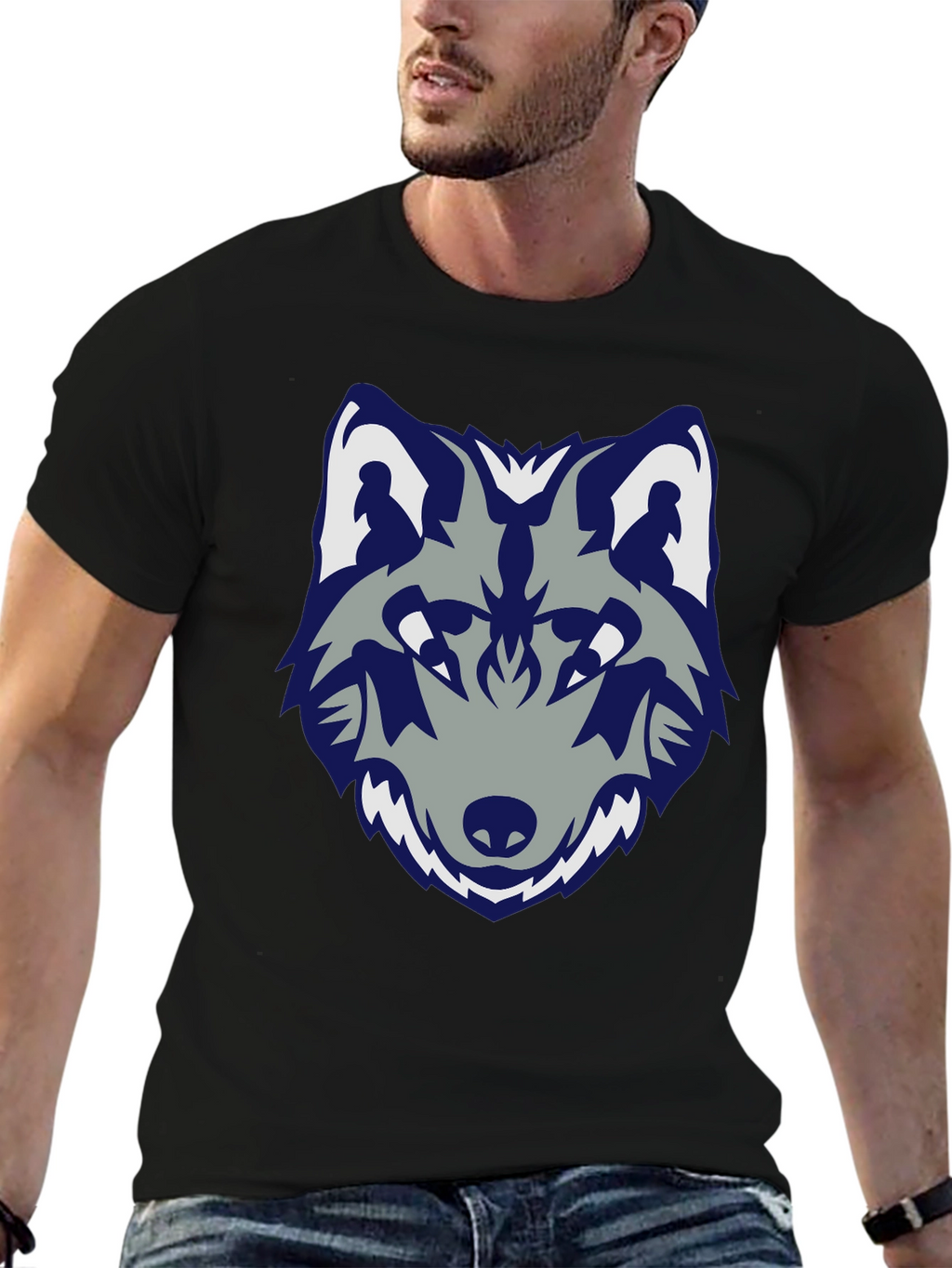 Wolf Graphic Tee - Stylish Black Cotton T-Shirt