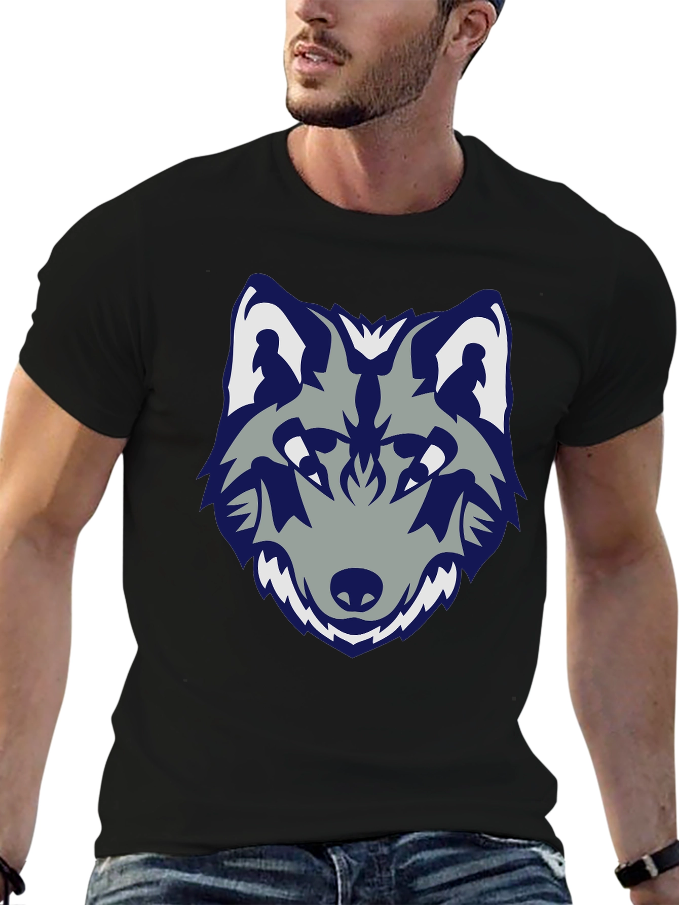 Wolf Graphic Tee - Stylish Black Cotton T-Shirt