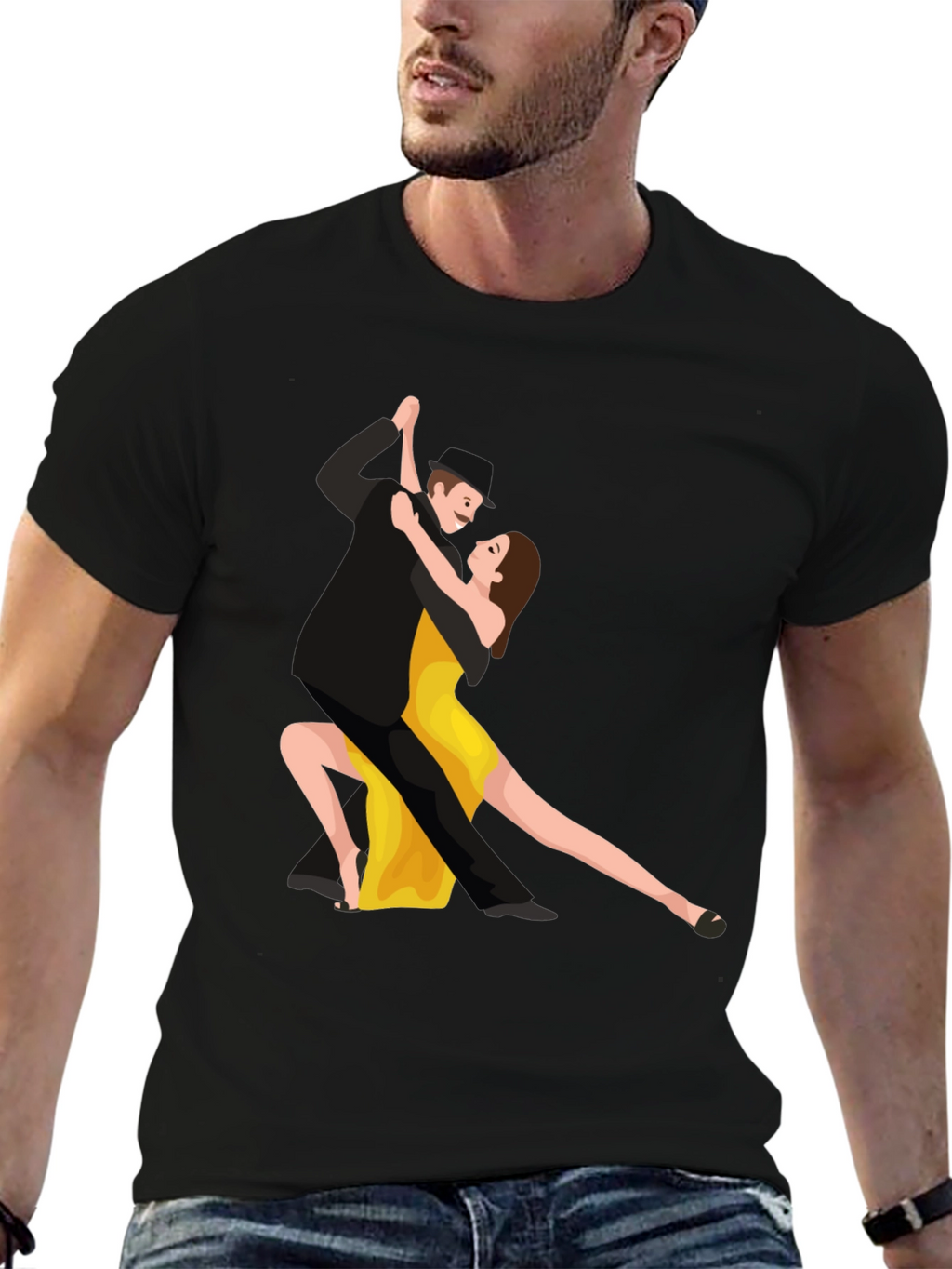 Tango Dancers Graphic Black T-Shirt