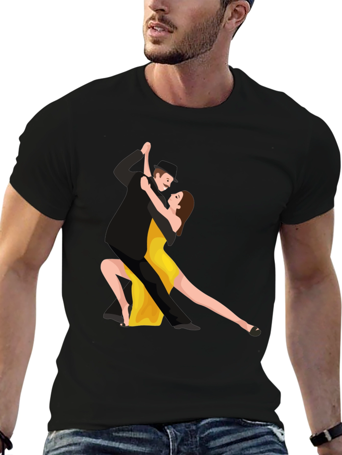 Tango Dancers Graphic Black T-Shirt