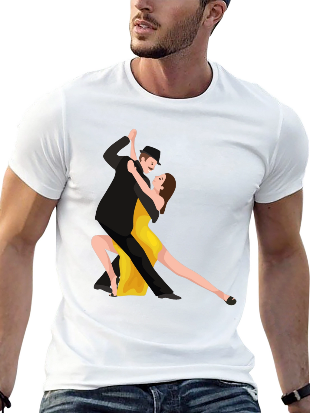 Tango Dancers Graphic Black T-Shirt