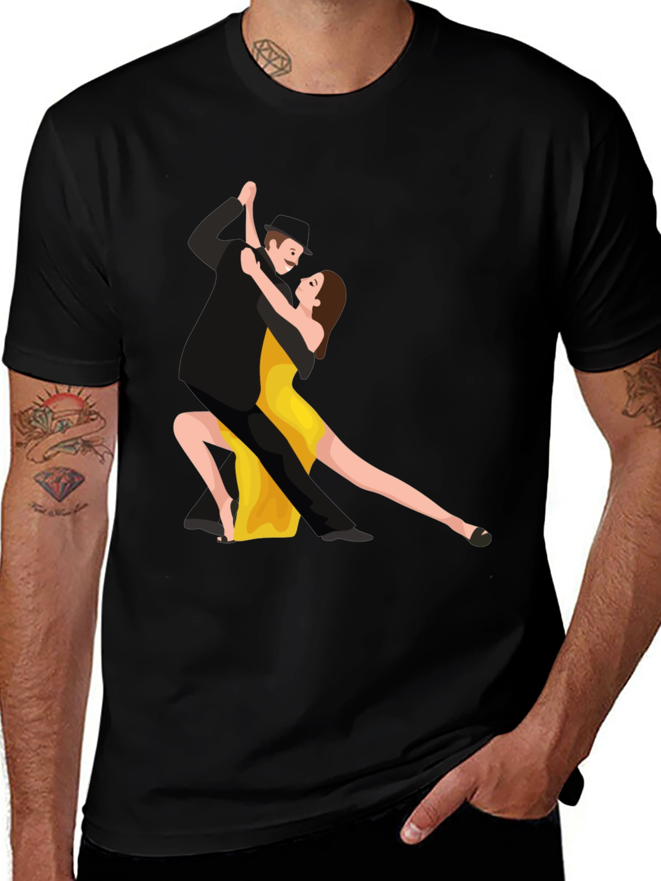 Tango Dancers Graphic Black T-Shirt