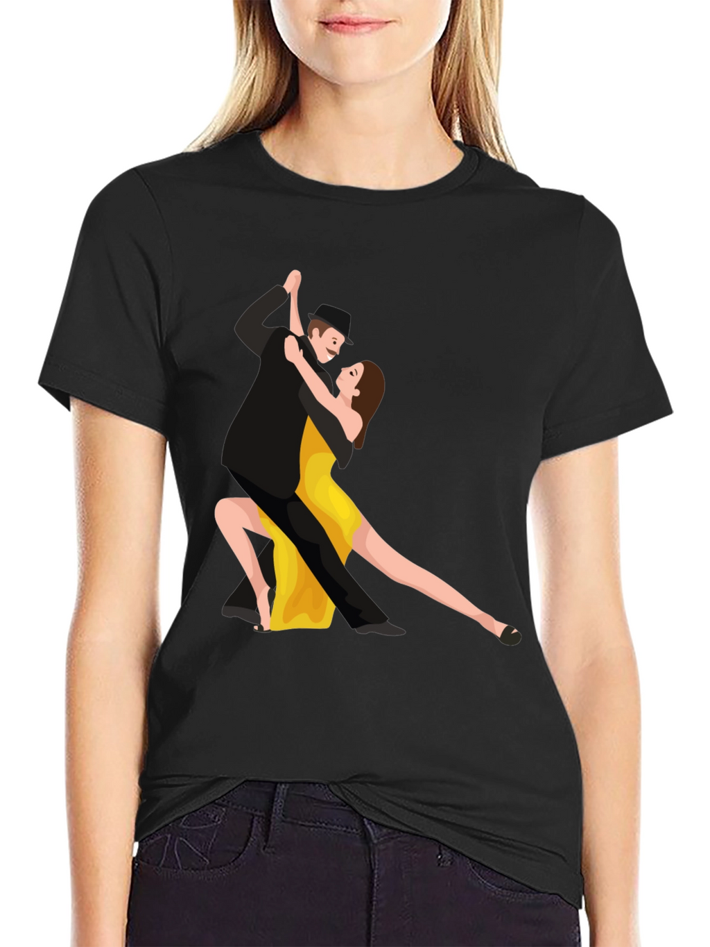Tango Dancers Graphic Black T-Shirt