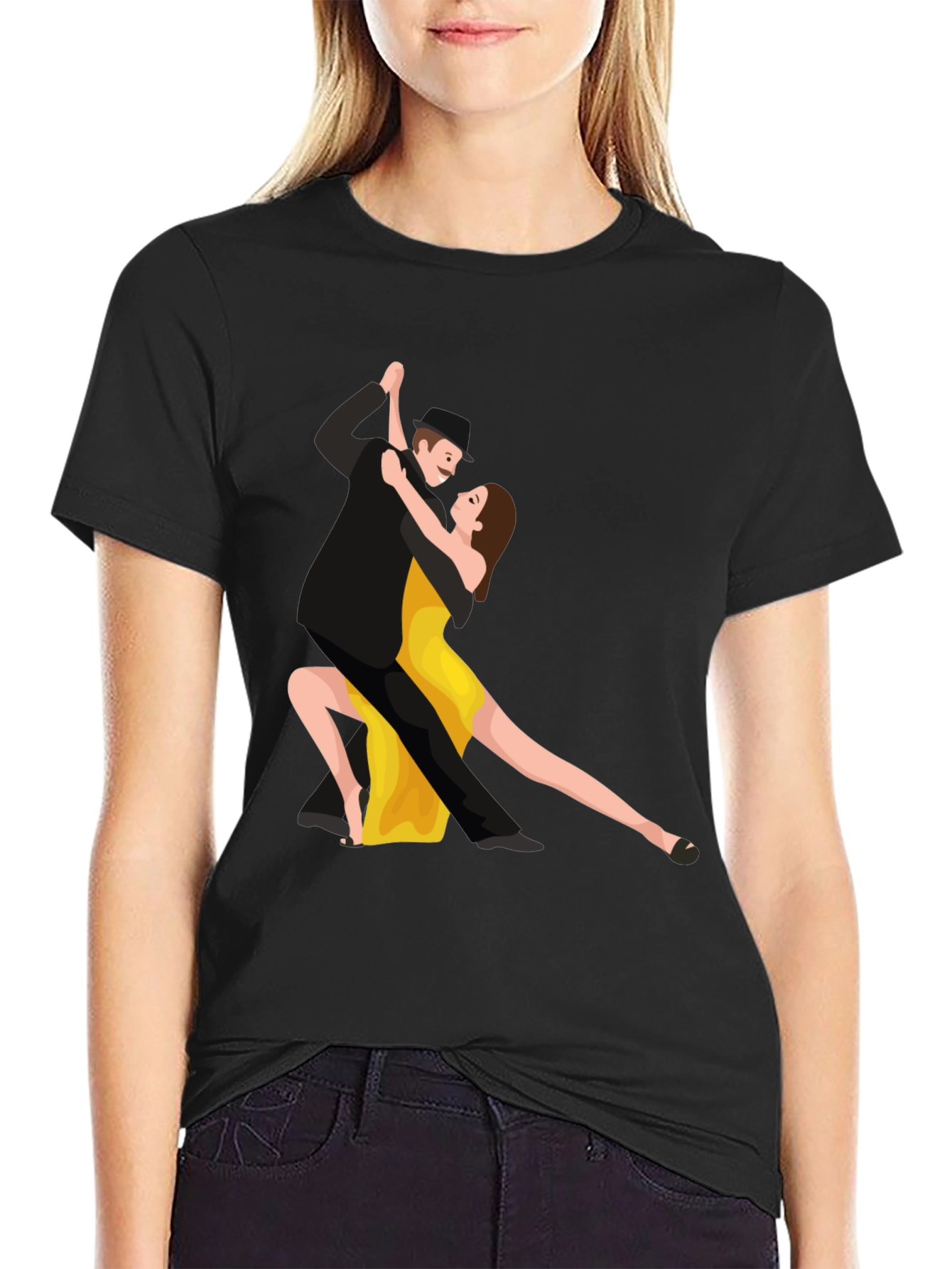 Tango Dancers Graphic Black T-Shirt