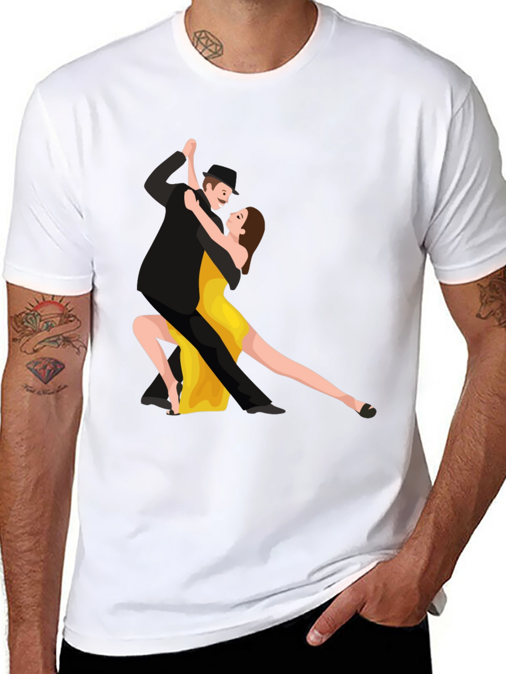 Tango Dancers Graphic Black T-Shirt