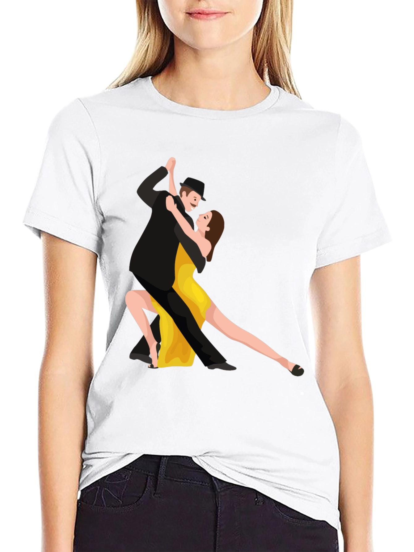 Tango Dancers Graphic Black T-Shirt