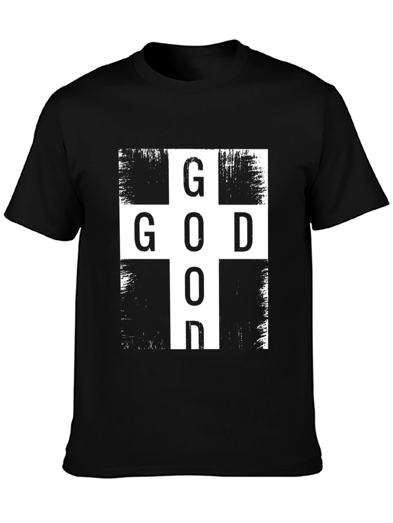 God Cross Graphic Print Black T-Shirt
