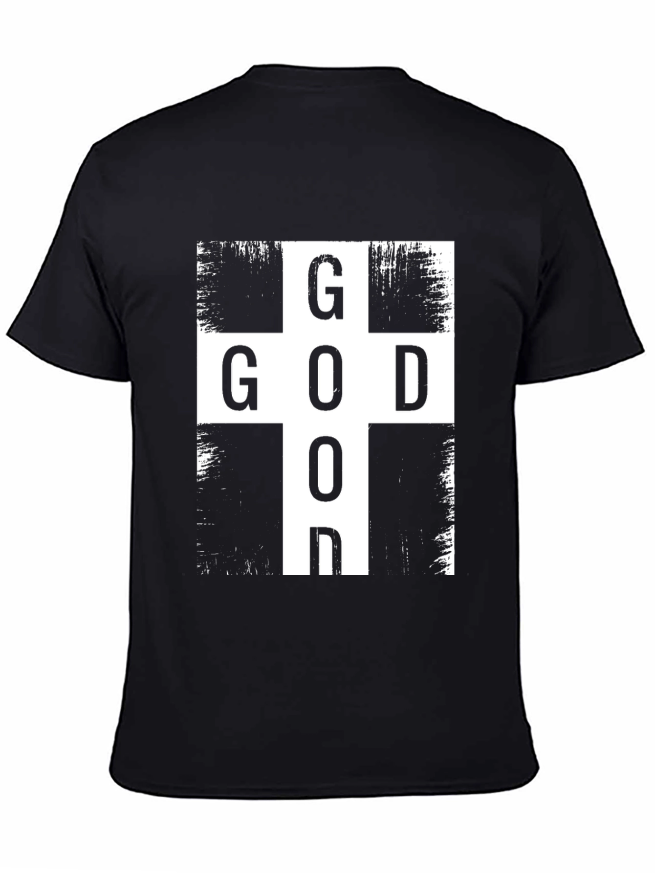 God Cross Graphic Print Black T-Shirt