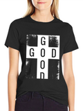 God Cross Graphic Print Black T-Shirt