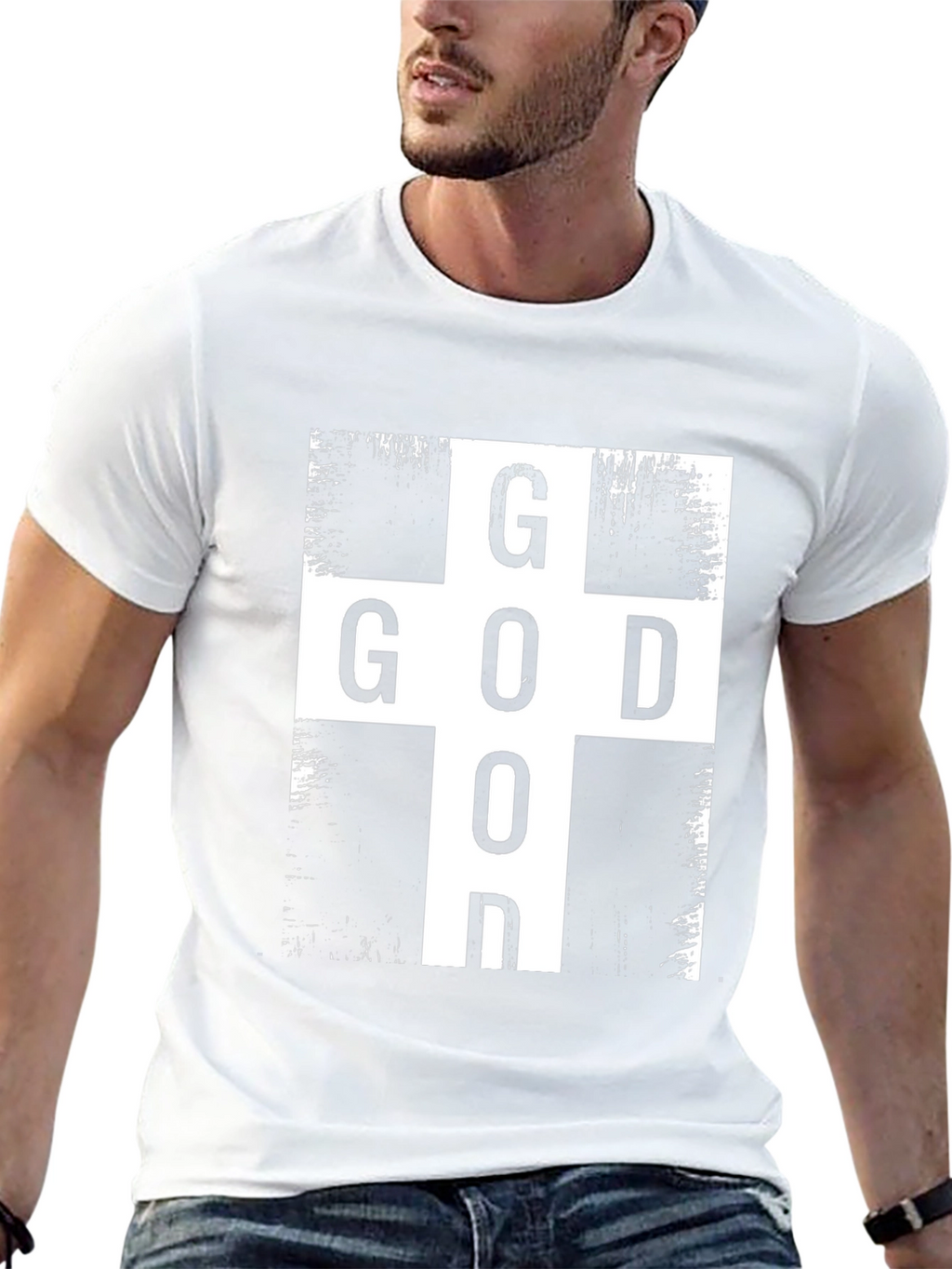 God Cross Graphic Print Black T-Shirt