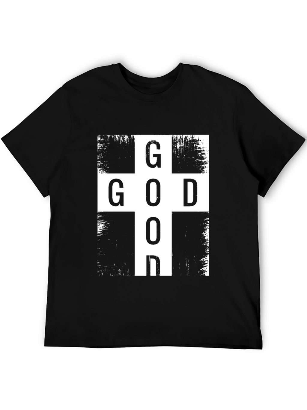 God Cross Graphic Print Black T-Shirt