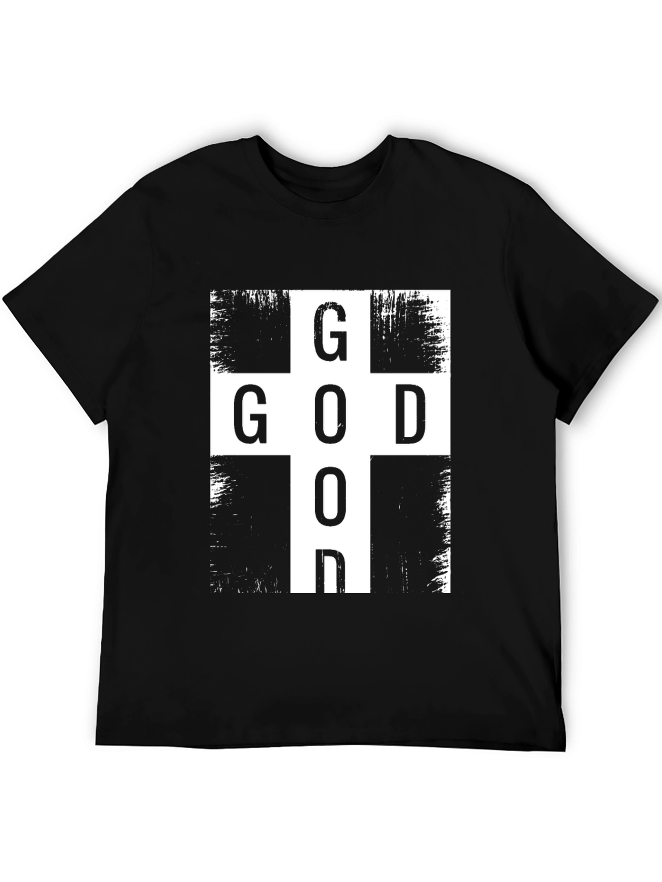 God Cross Graphic Print Black T-Shirt