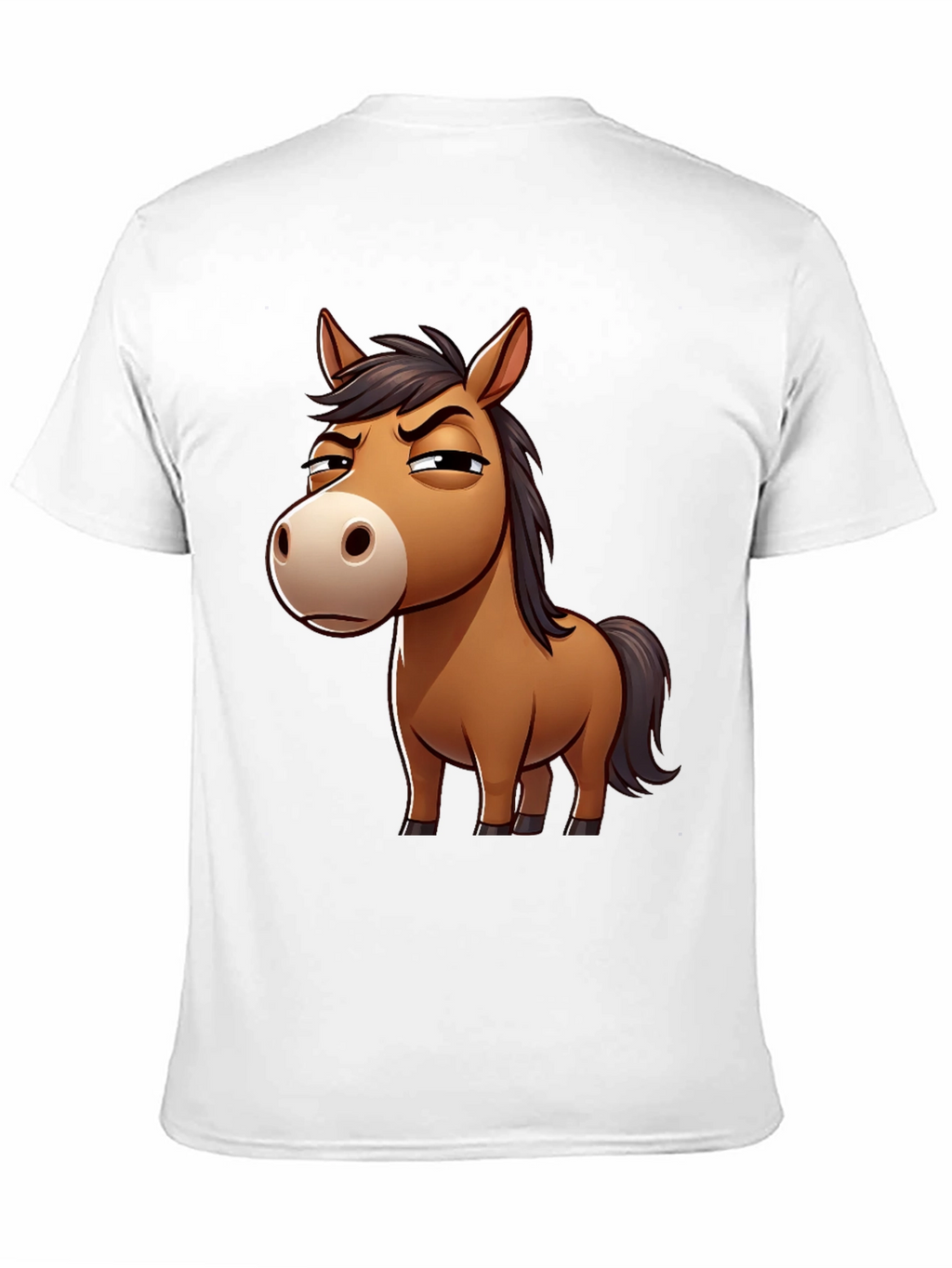 Funny Grumpy Horse Cartoon Black T-Shirt