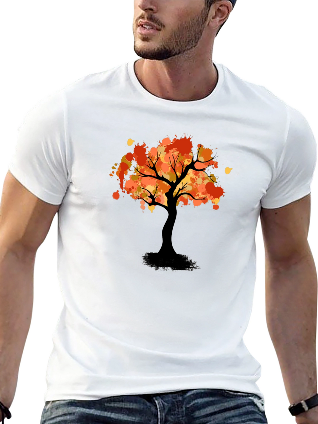 Autumn Tree Graphic Tee - Stylish Black T-Shirt