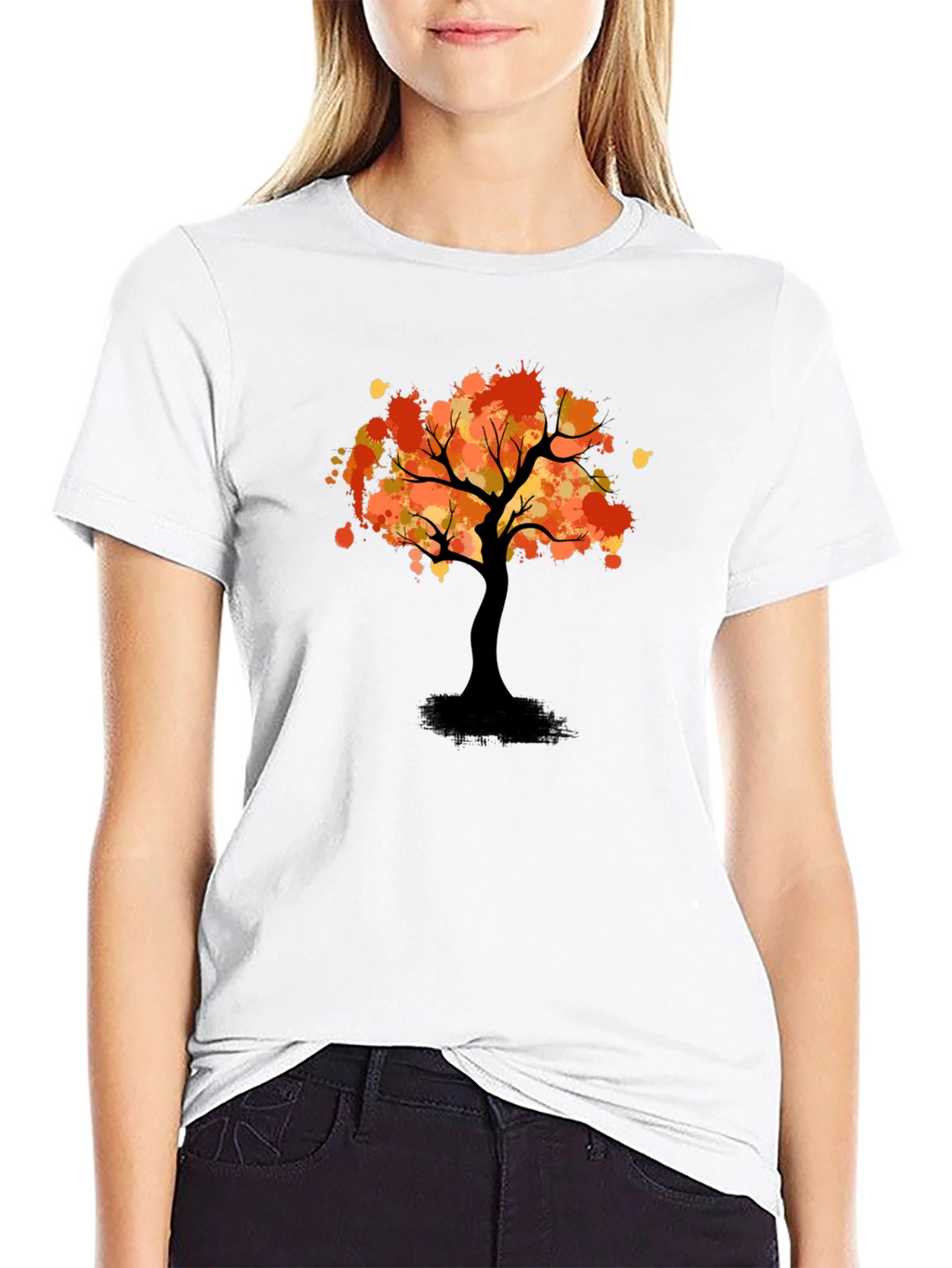 Autumn Tree Graphic Tee - Stylish Black T-Shirt