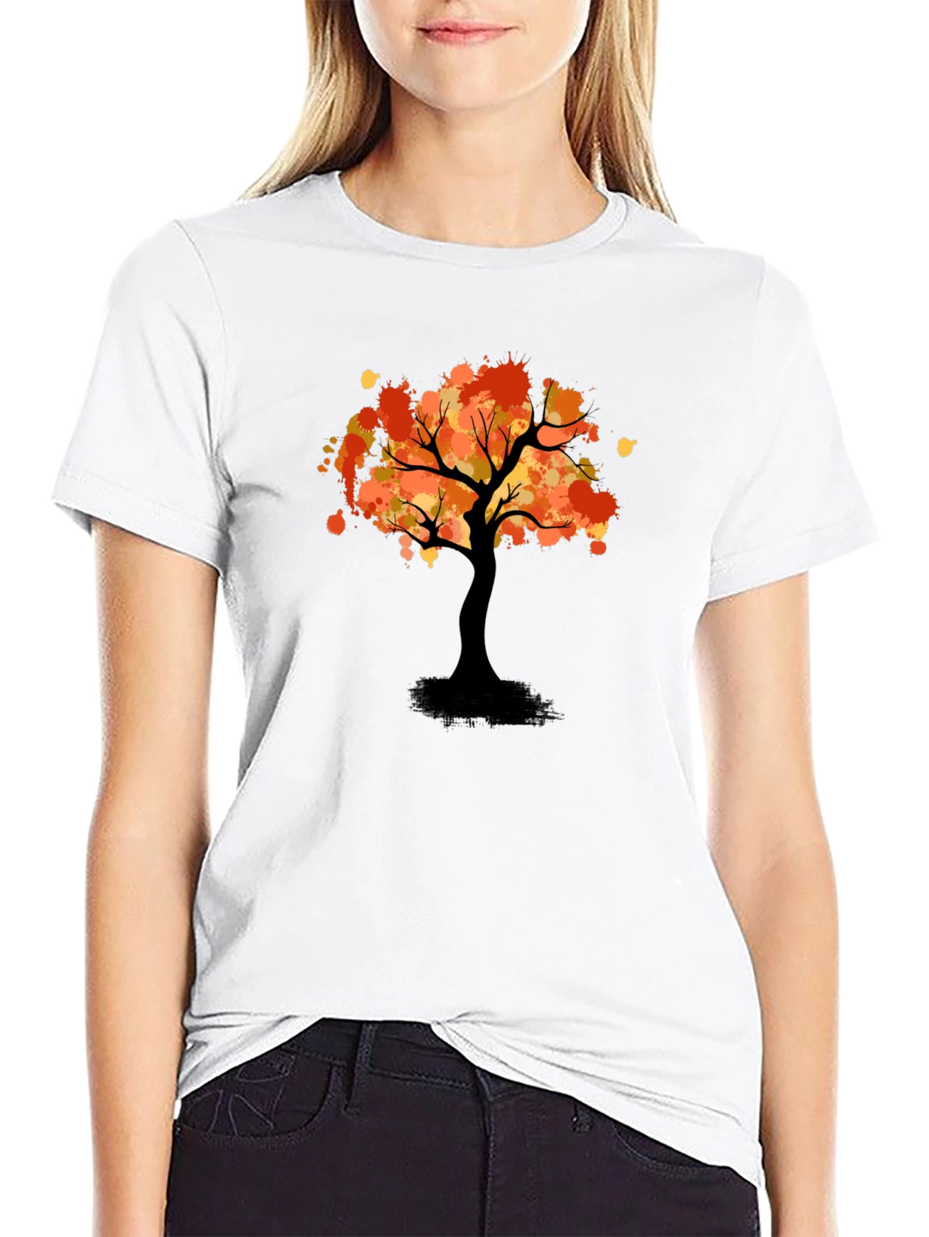 Autumn Tree Graphic Tee - Stylish Black T-Shirt
