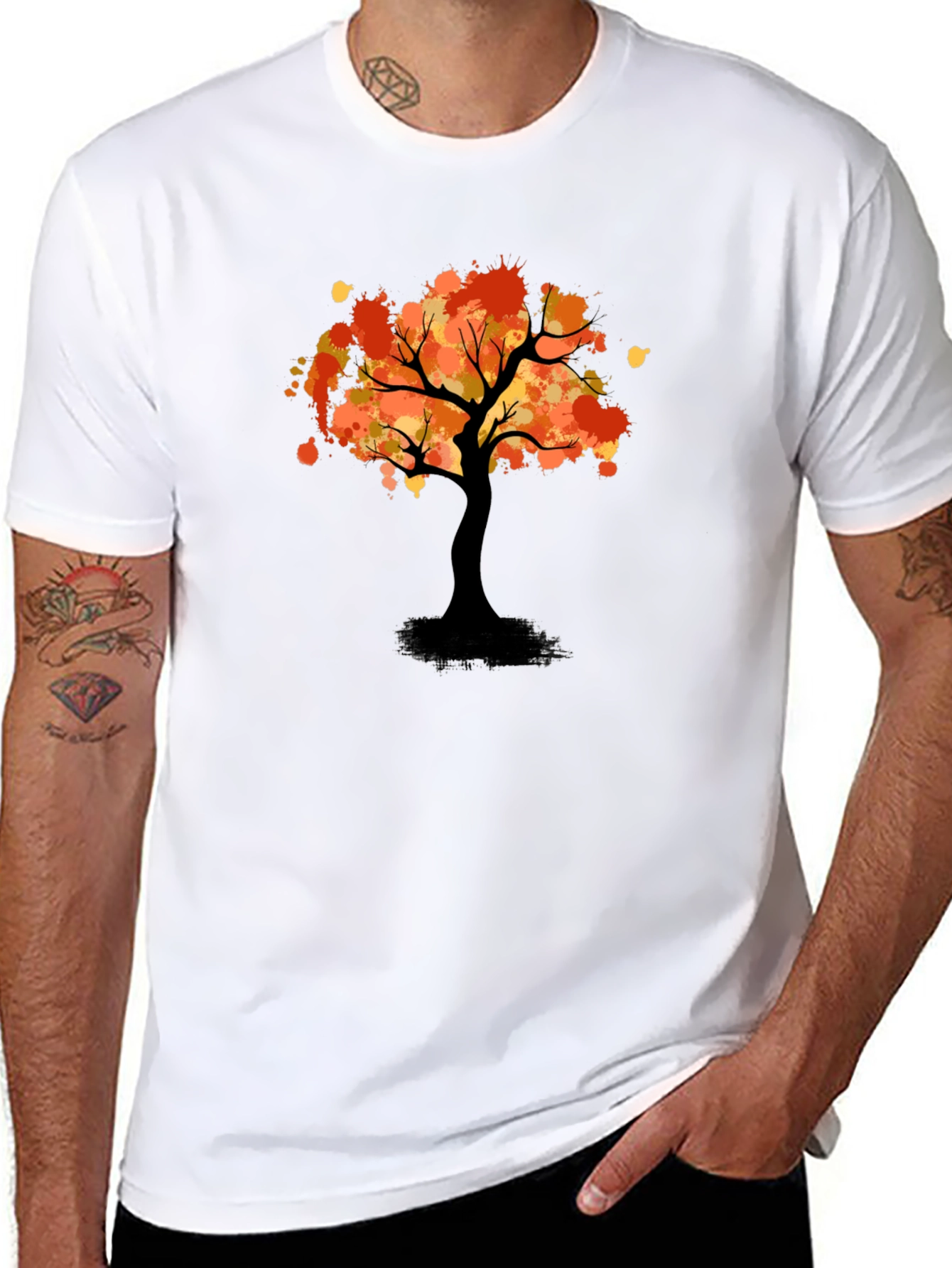 Autumn Tree Graphic Tee - Stylish Black T-Shirt