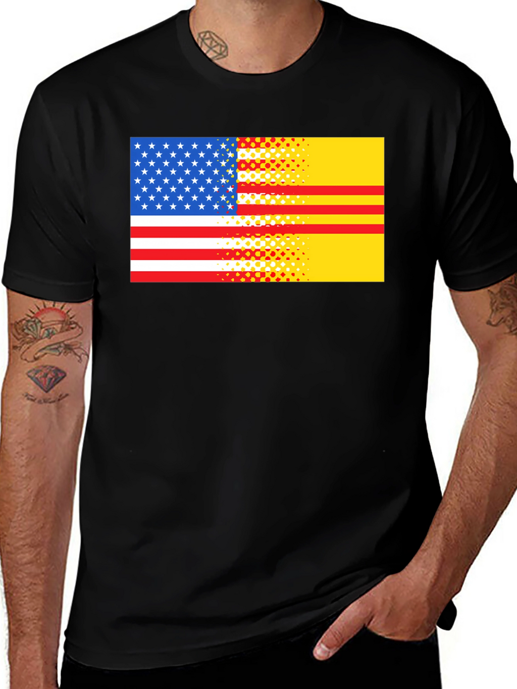 USA & Vietnam Flag Graphic T-Shirt