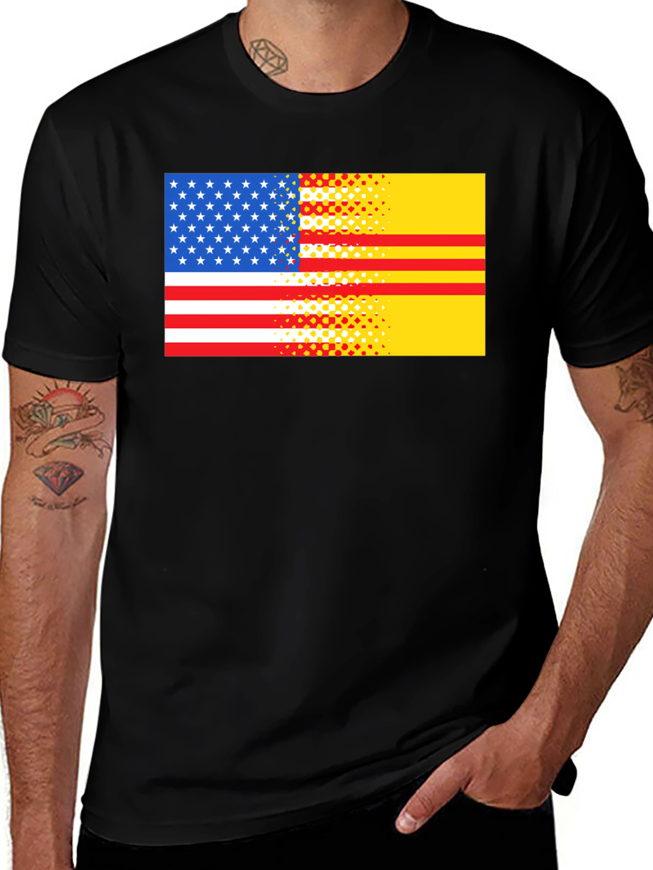 USA & Vietnam Flag Graphic T-Shirt