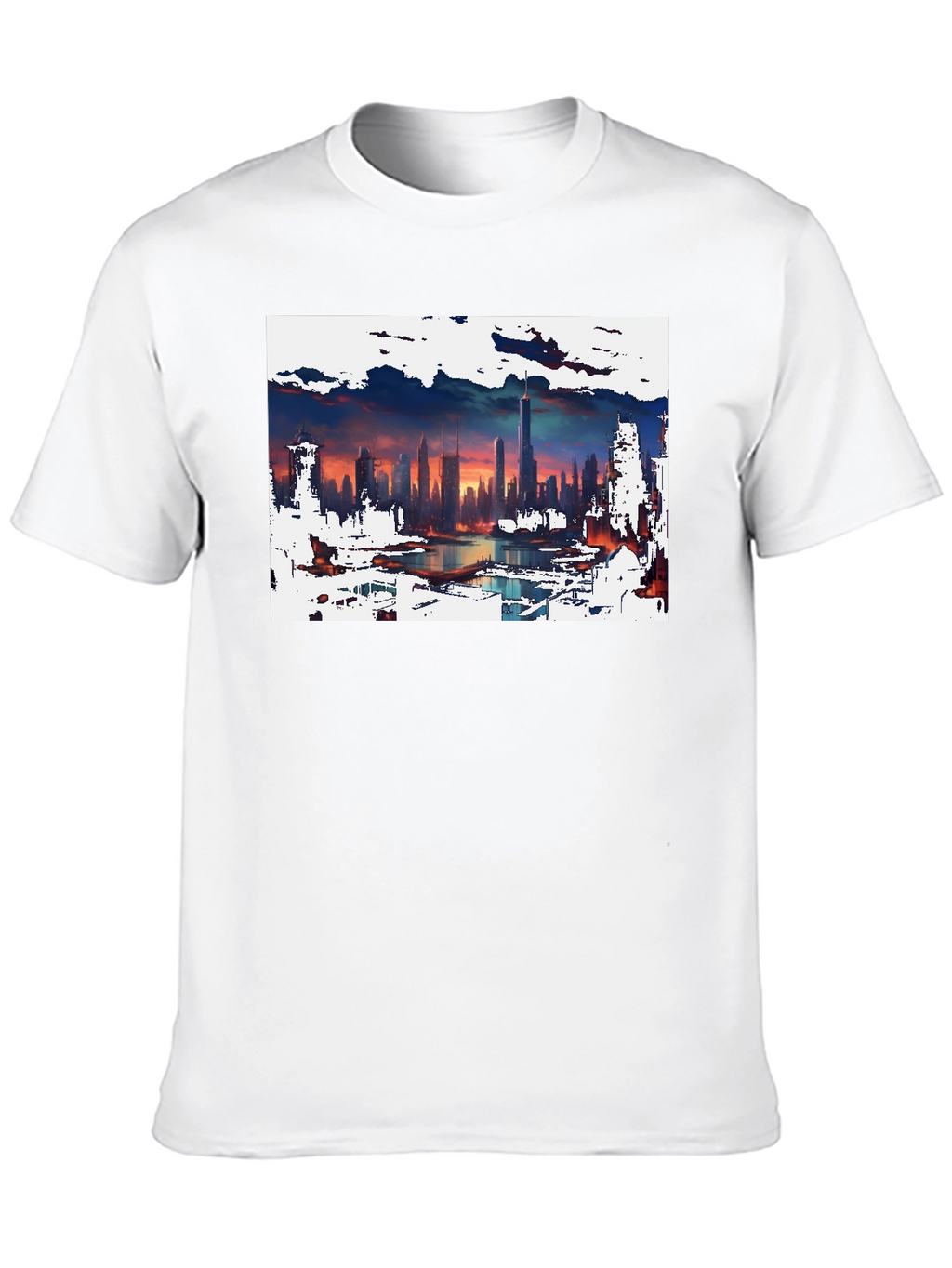 Cityscape Graphic Tee - Artistic Skyline Design