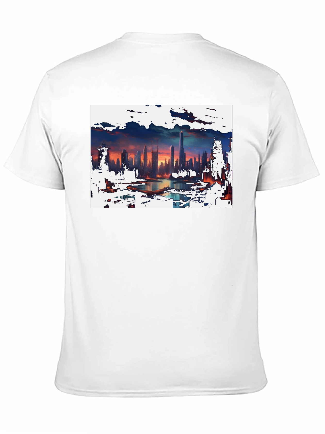 Cityscape Graphic Tee - Artistic Skyline Design