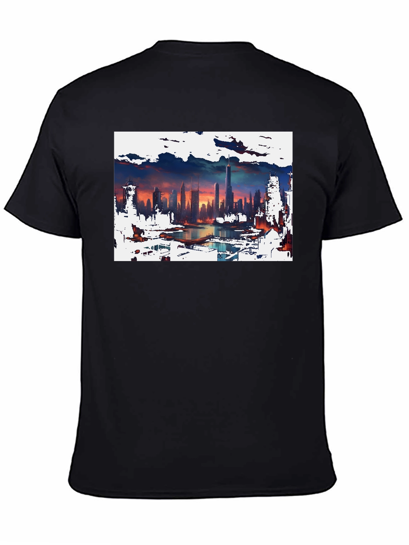 Cityscape Graphic Tee - Artistic Skyline Design