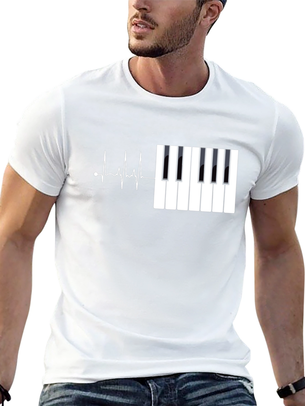 Piano Heartbeat T-Shirt - Music Lover Tee