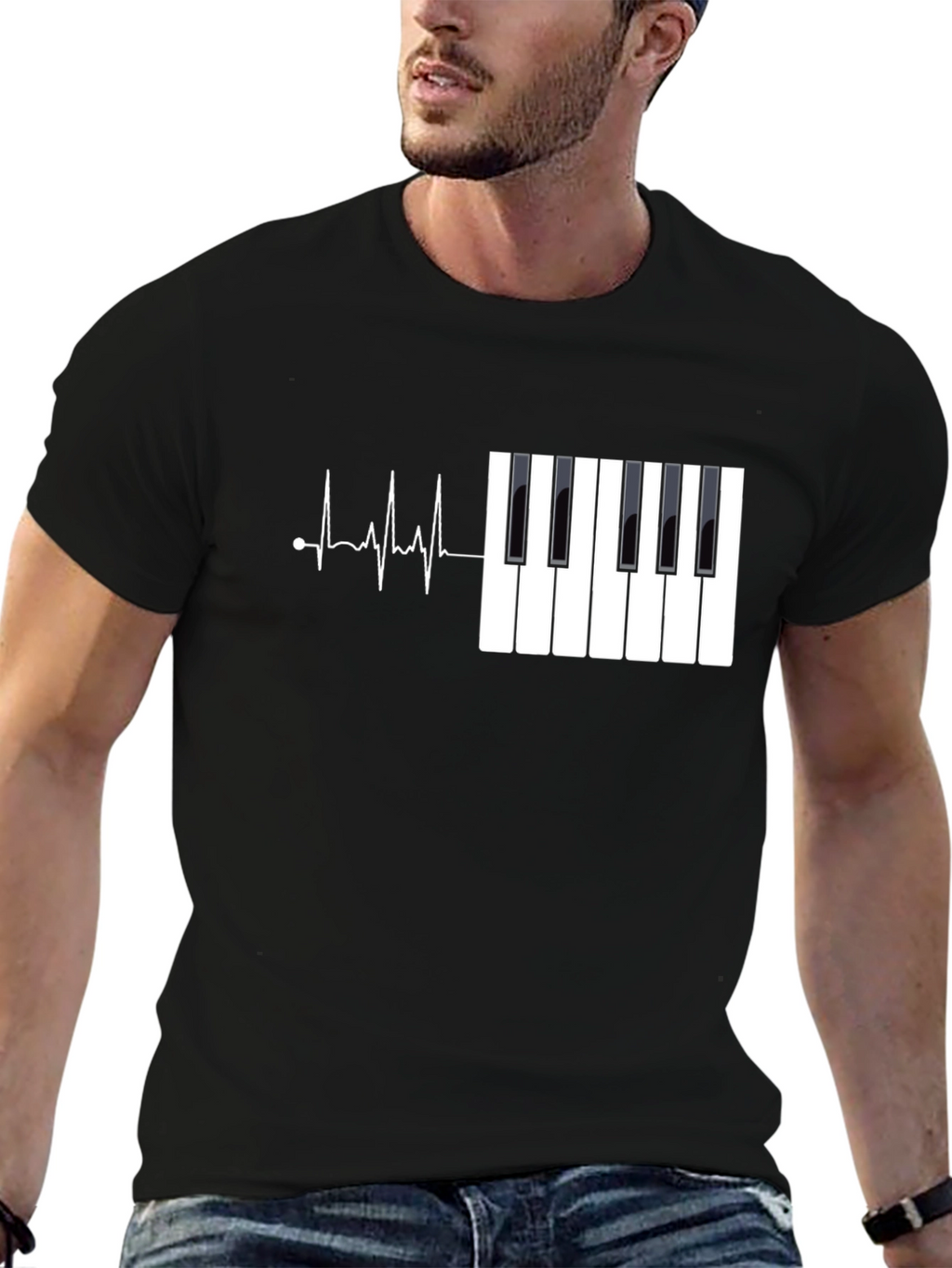 Piano Heartbeat T-Shirt - Music Lover Tee