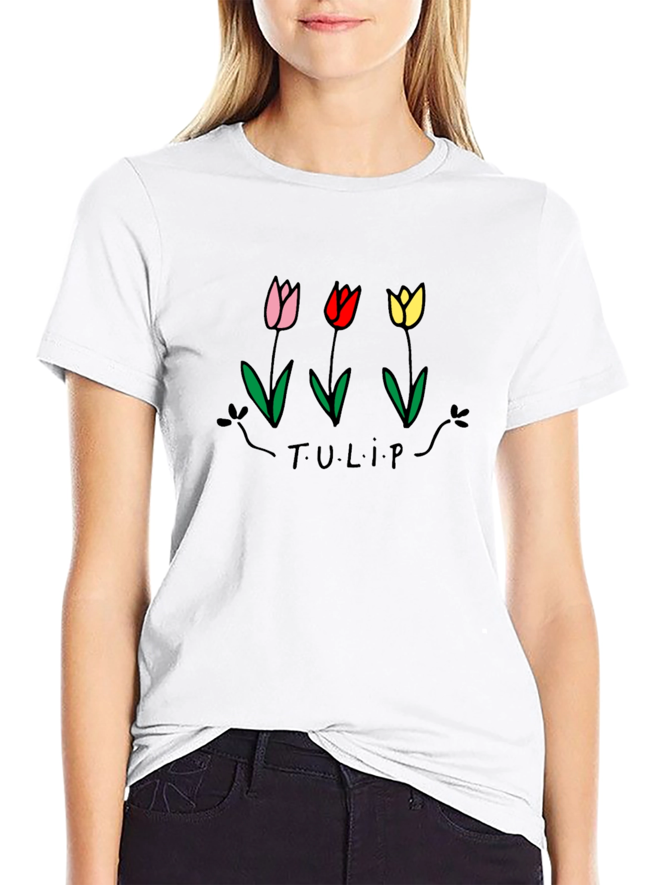 Tulip Graphic Black T-Shirt
