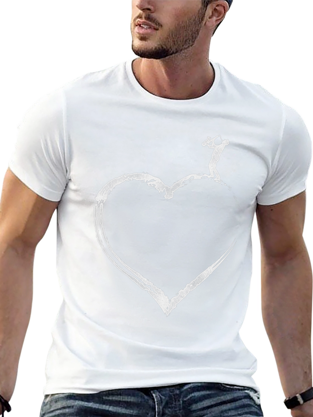 Heart Saxophone Player Graphic T-Shirt - Black