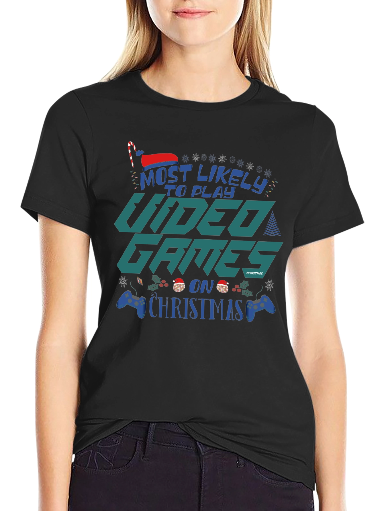 Most Likely to Play Video Games on Christmas T-Shirt