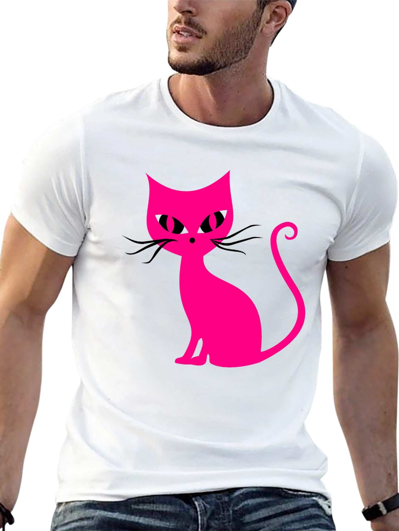 Cool Cat Tee - Pink Graphic on Black