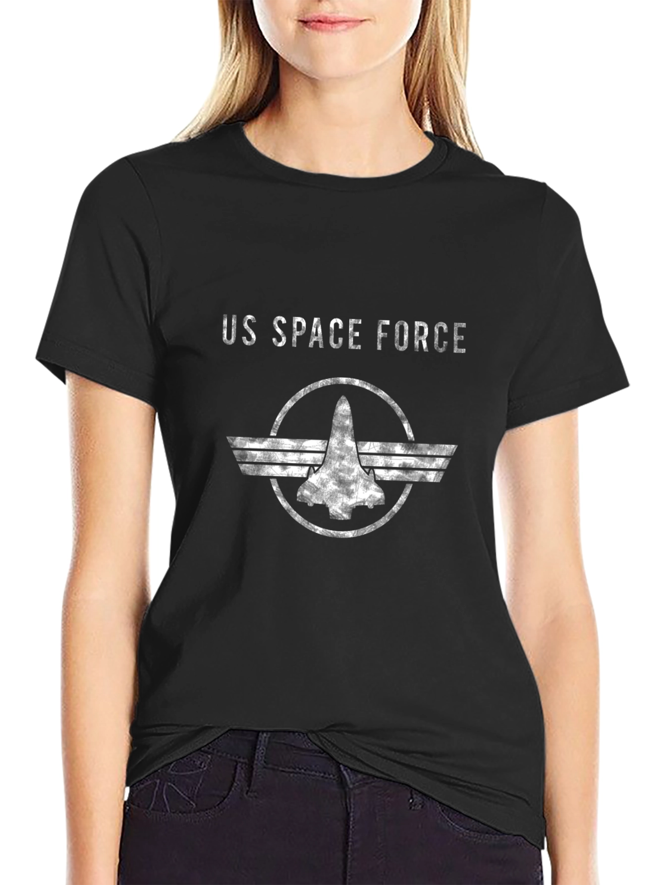 US Space Force Graphic T-Shirt - Black Crew Neck