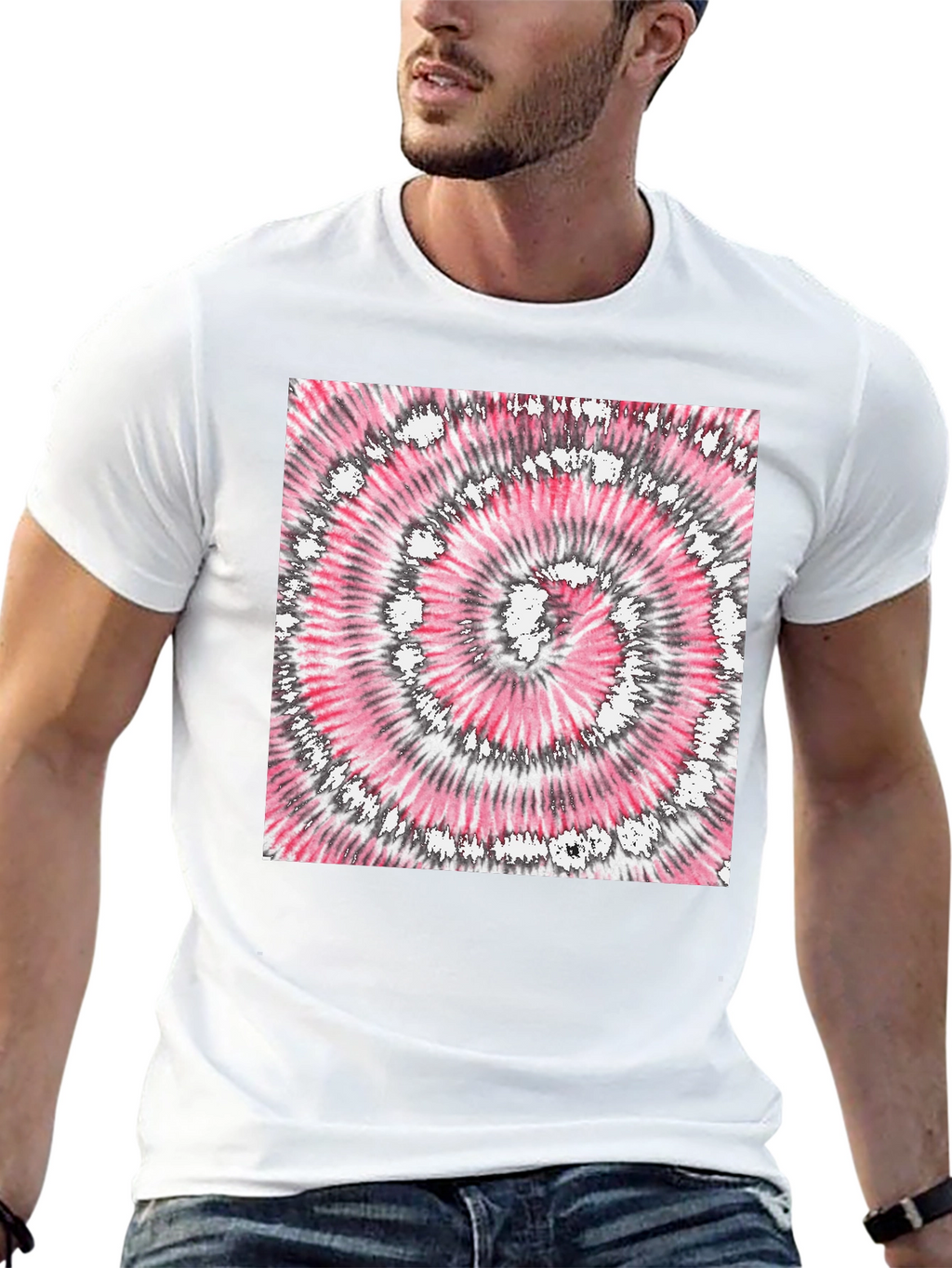 Retro Tie-Dye Graphic Tee - Classic Black