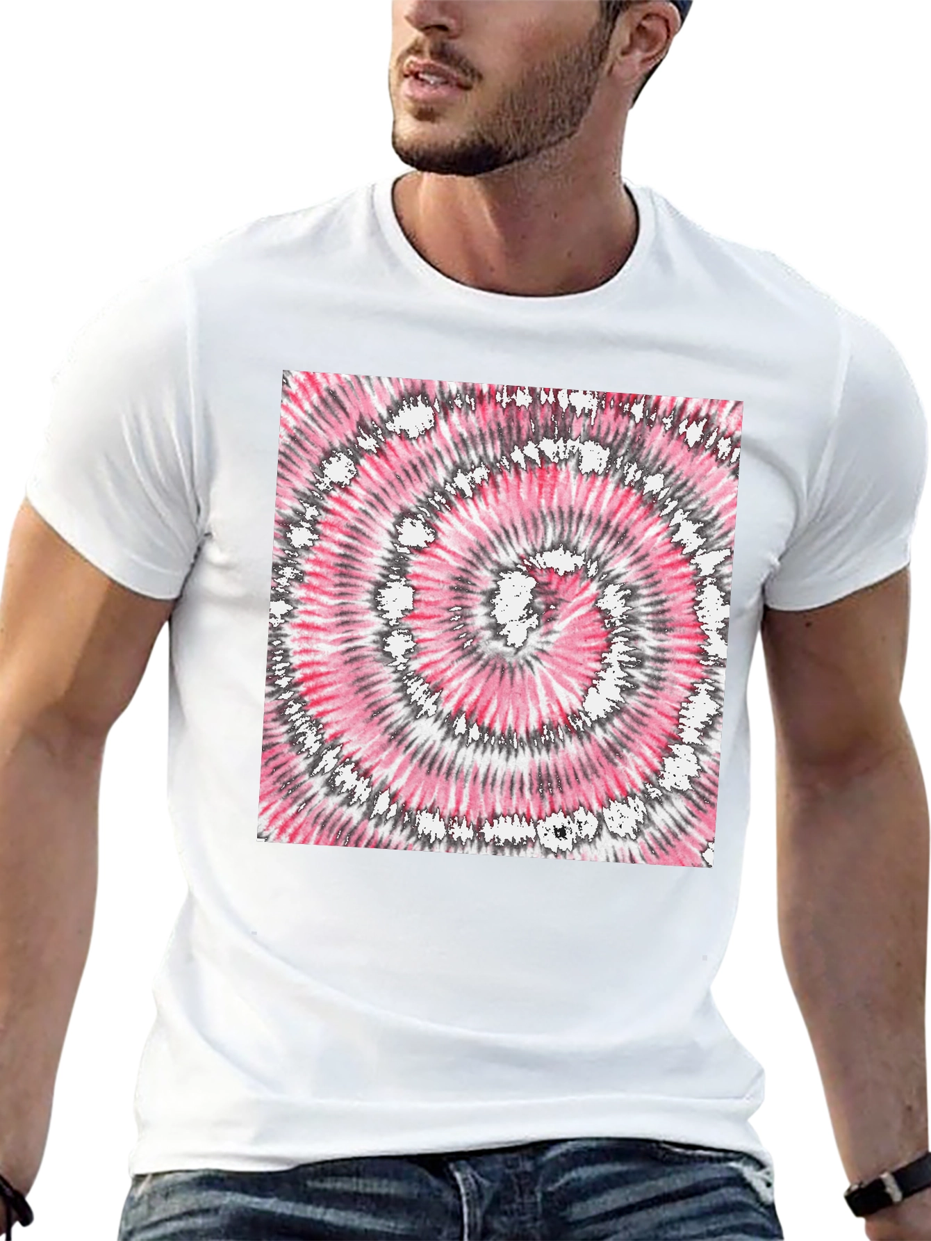 Retro Tie-Dye Graphic Tee - Classic Black