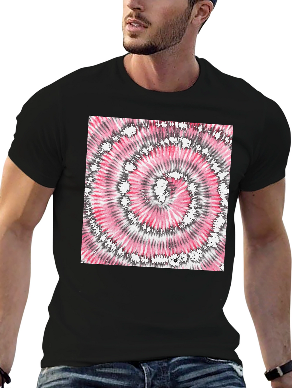 Retro Tie-Dye Graphic Tee - Classic Black
