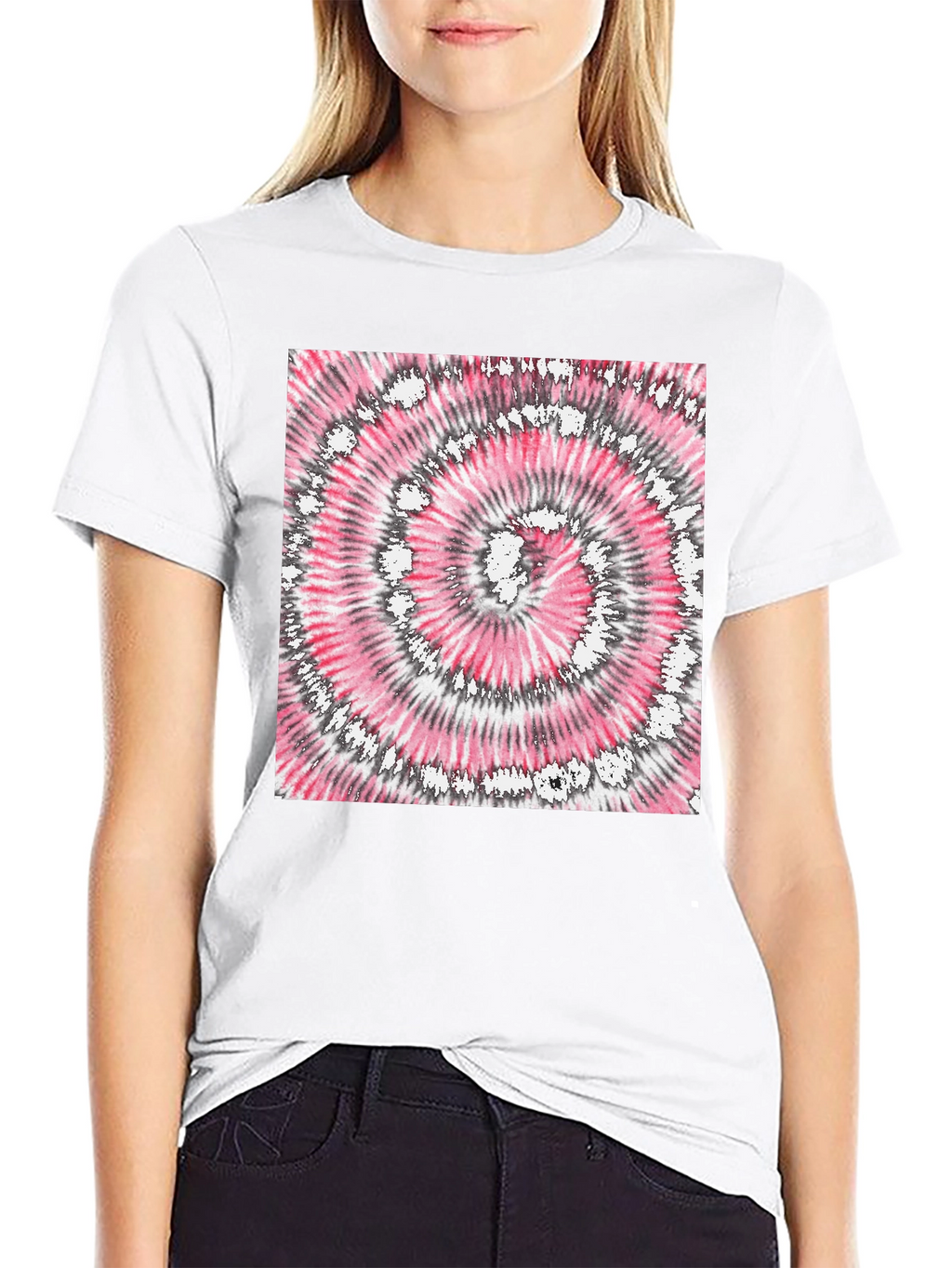 Retro Tie-Dye Graphic Tee - Classic Black