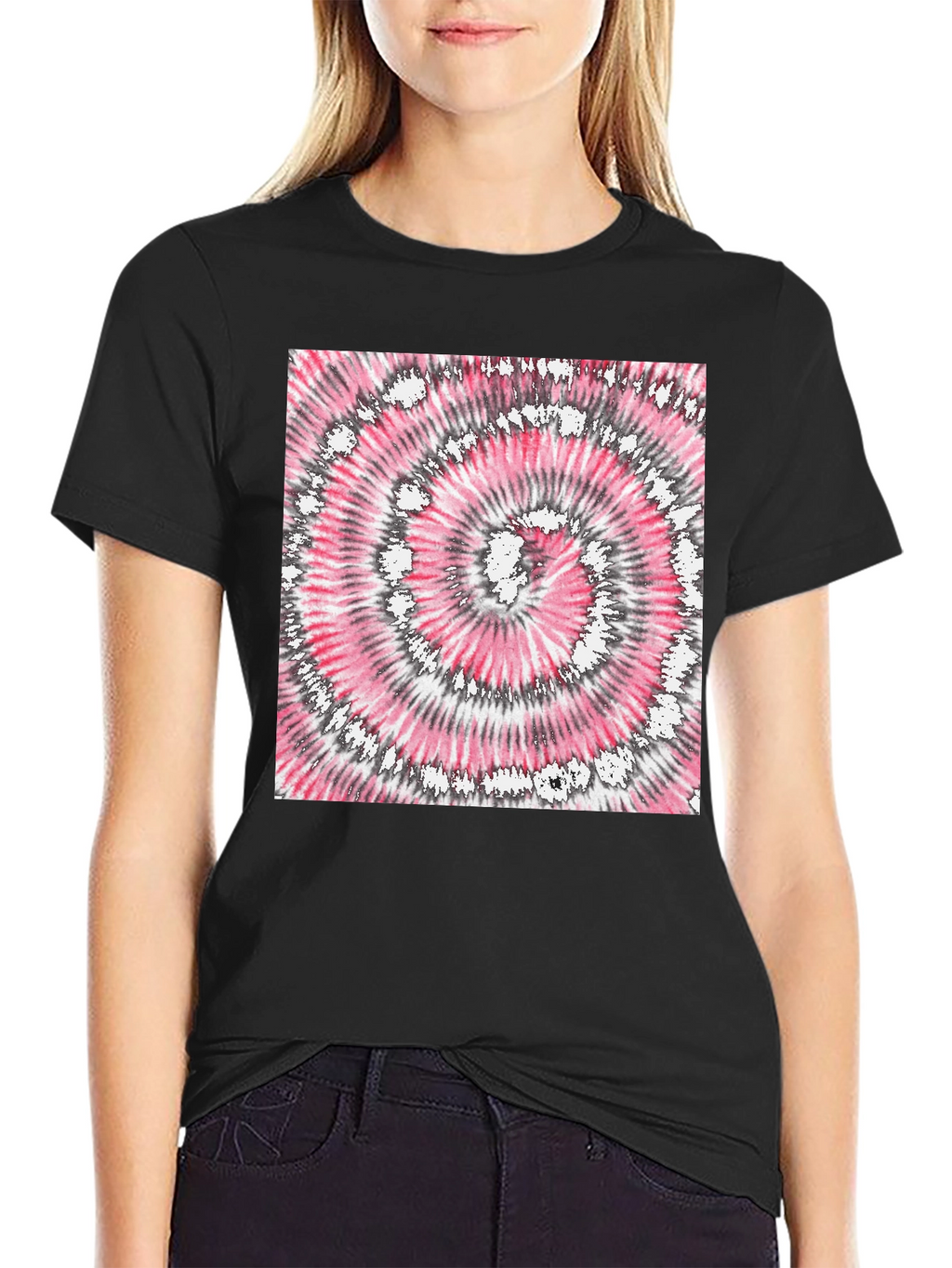 Retro Tie-Dye Graphic Tee - Classic Black