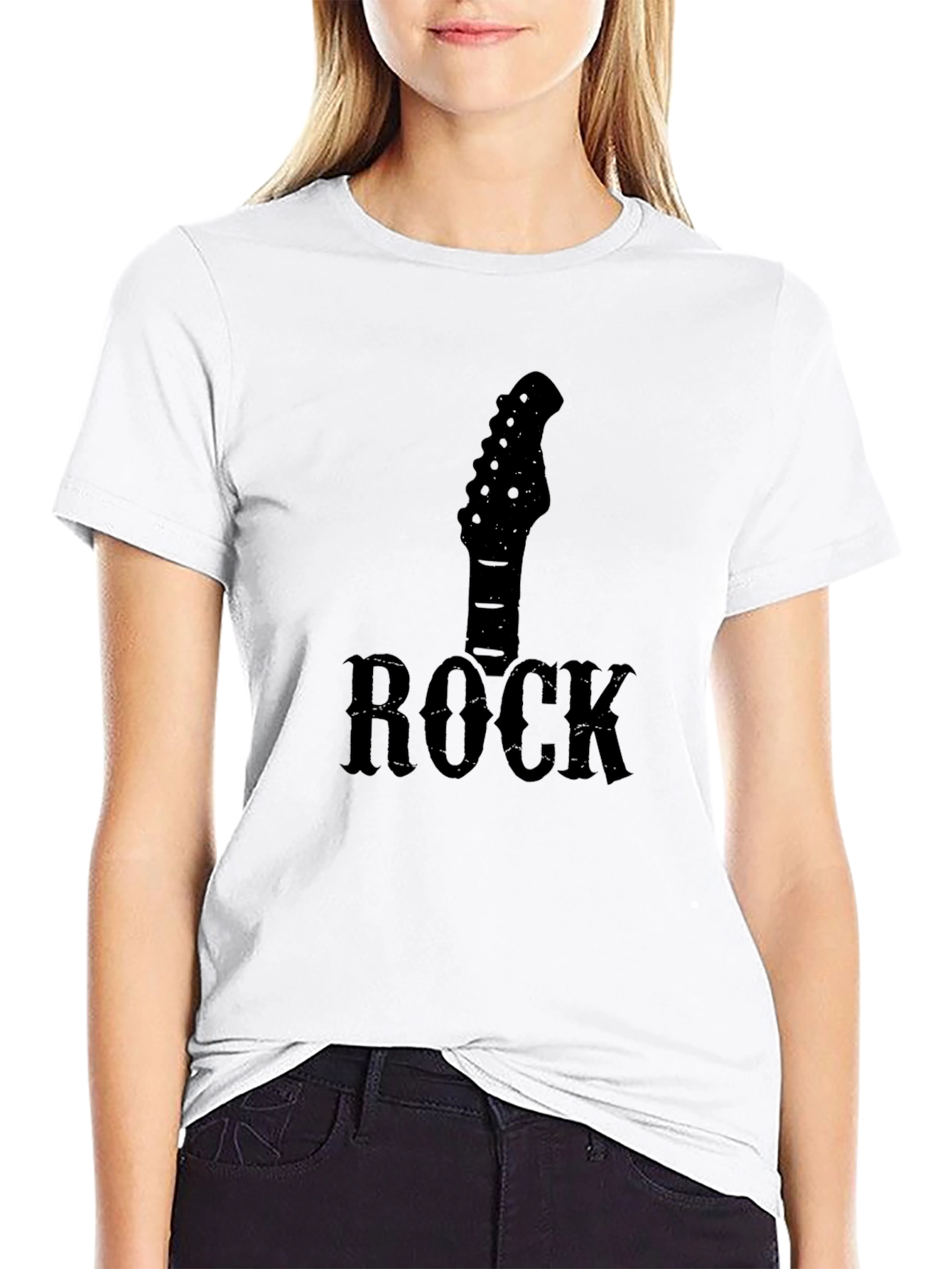 Rock Guitar Head T-Shirt - Black Cotton Tee