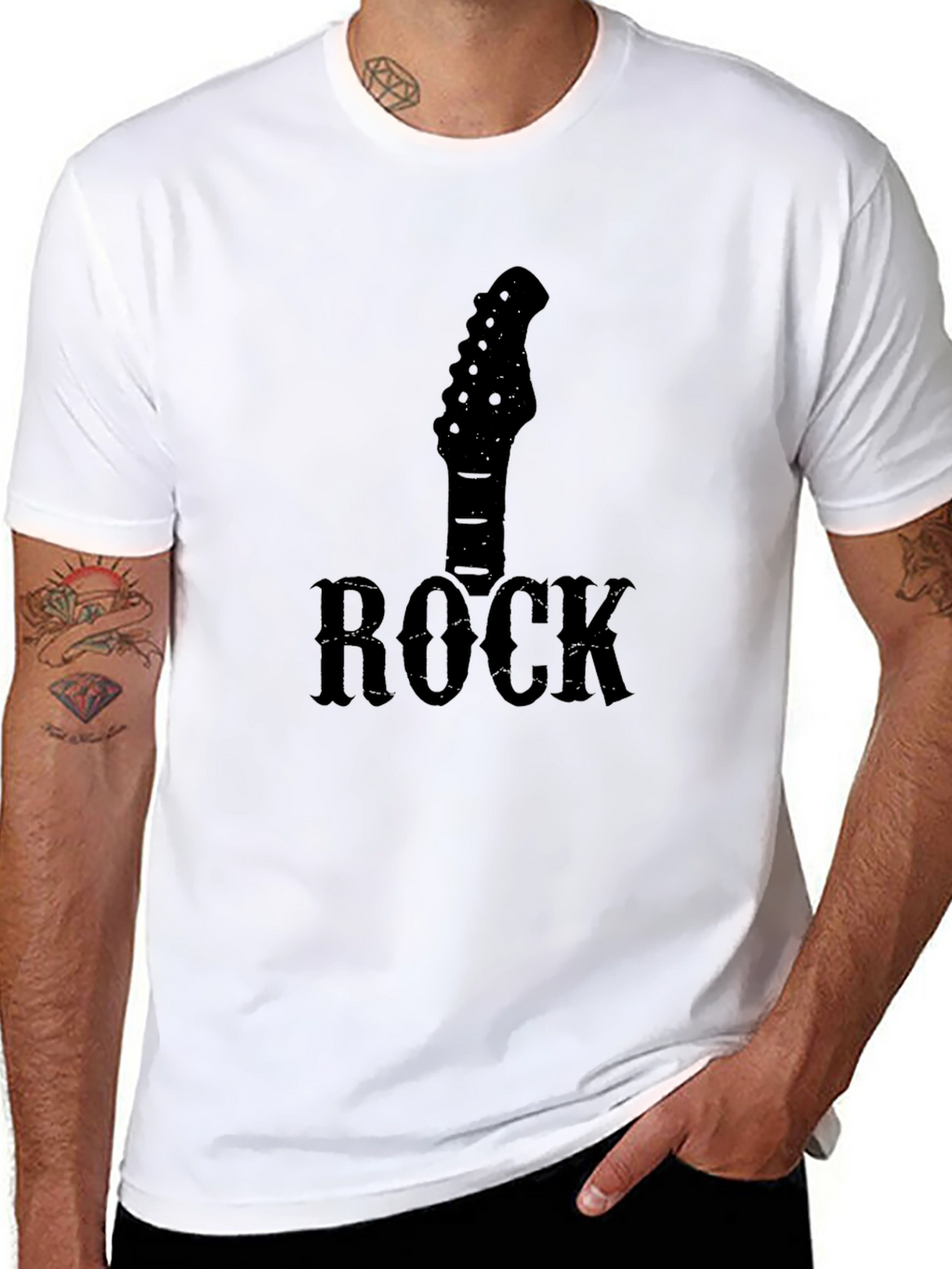 Rock Guitar Head T-Shirt - Black Cotton Tee