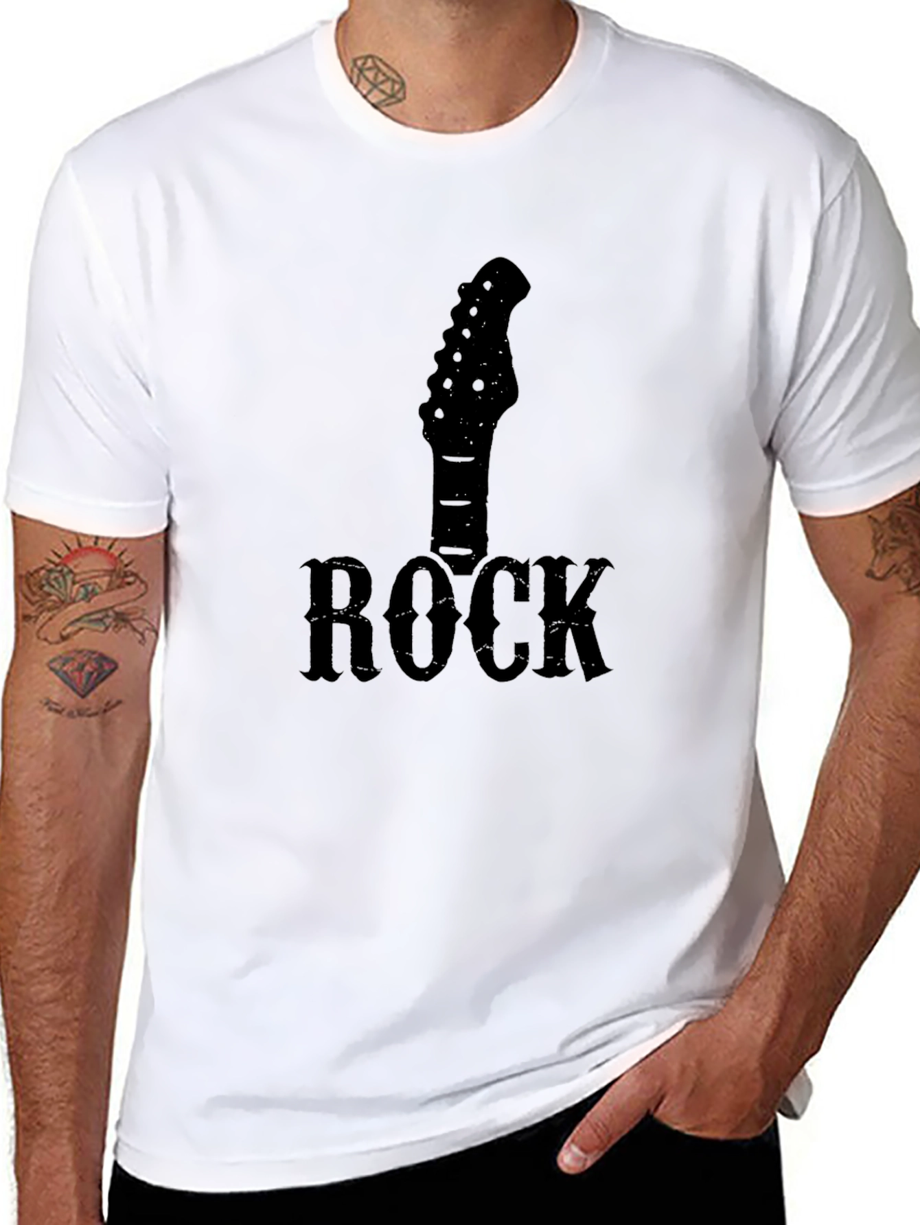 Rock Guitar Head T-Shirt - Black Cotton Tee