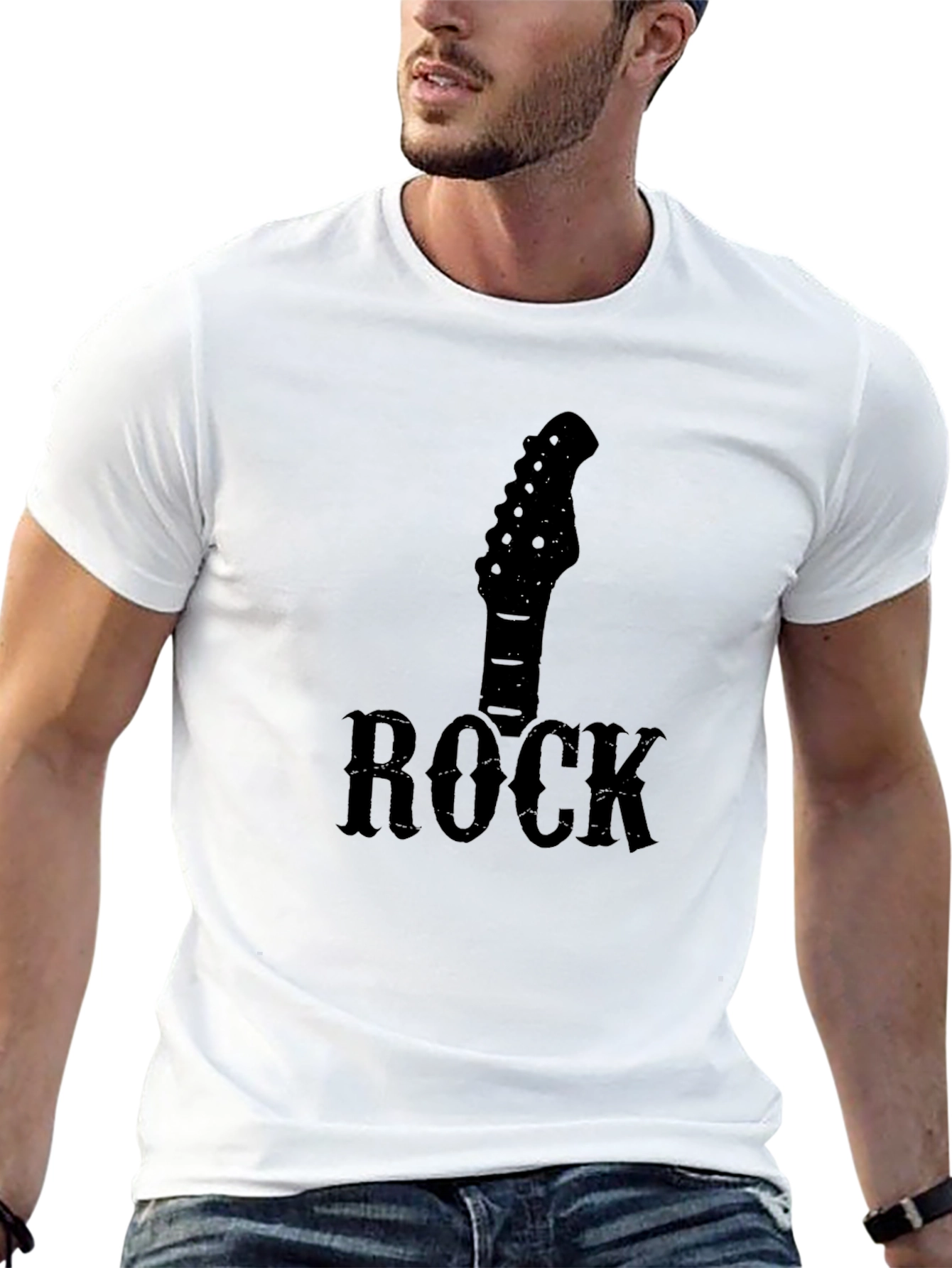 Rock Guitar Head T-Shirt - Black Cotton Tee