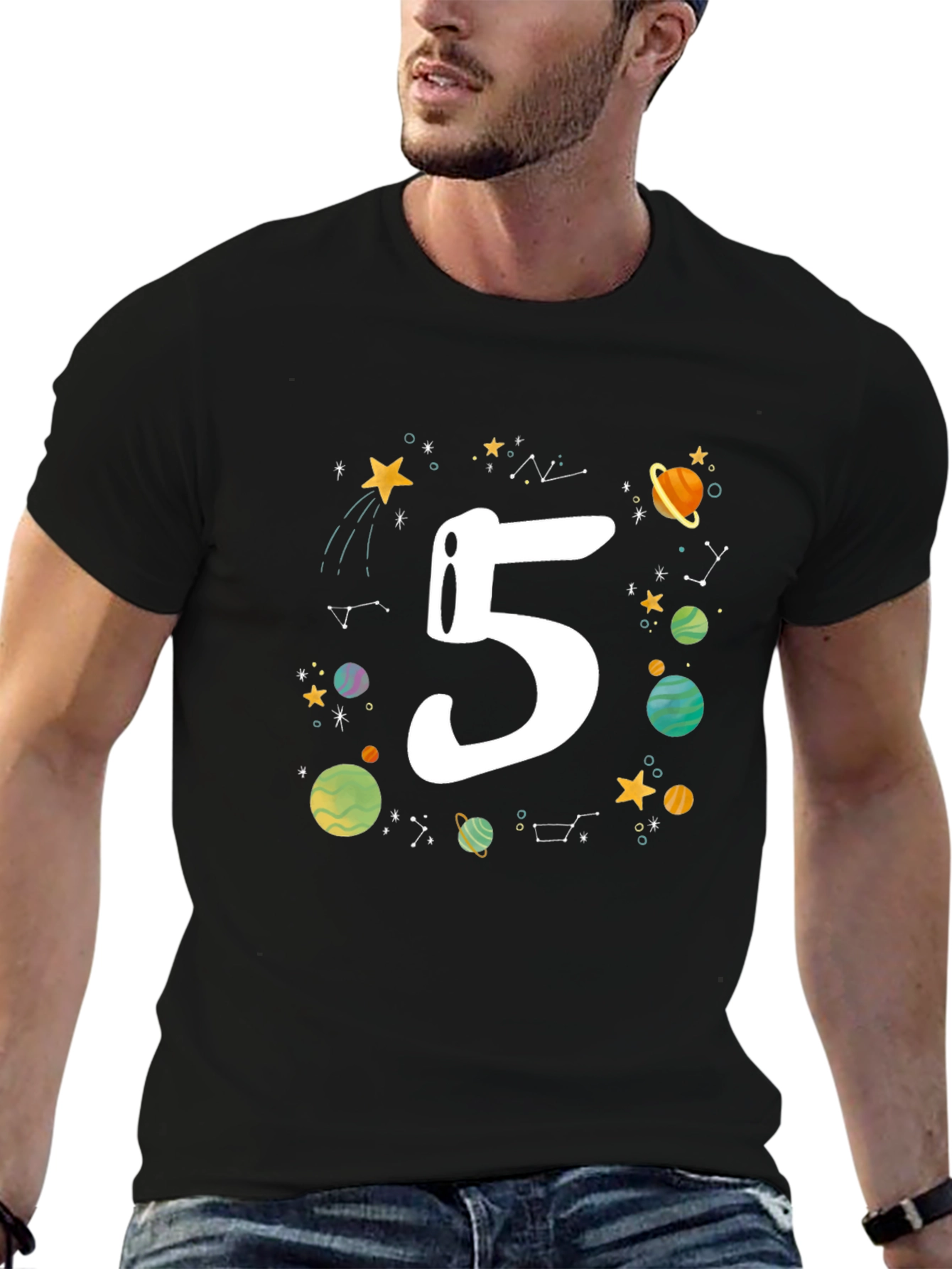 Kids 5th Birthday Space T-Shirt