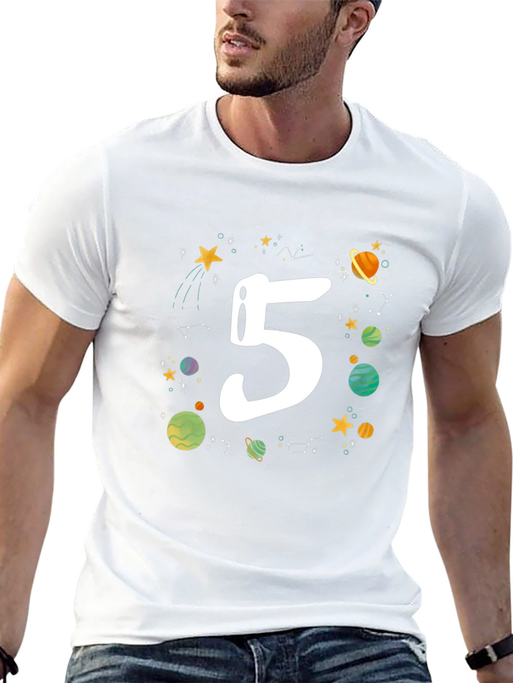 Kids 5th Birthday Space T-Shirt