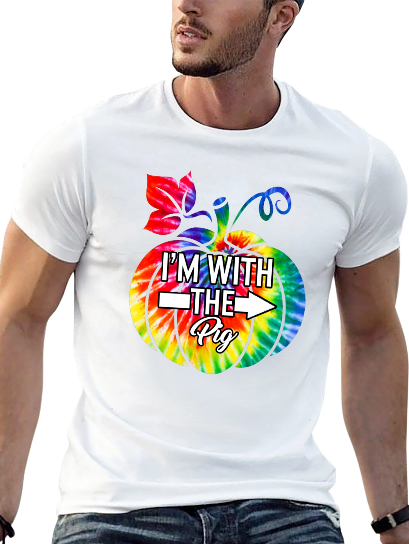 Im With The Pig Pumpkin Tie Dye Graphic T-Shirt
