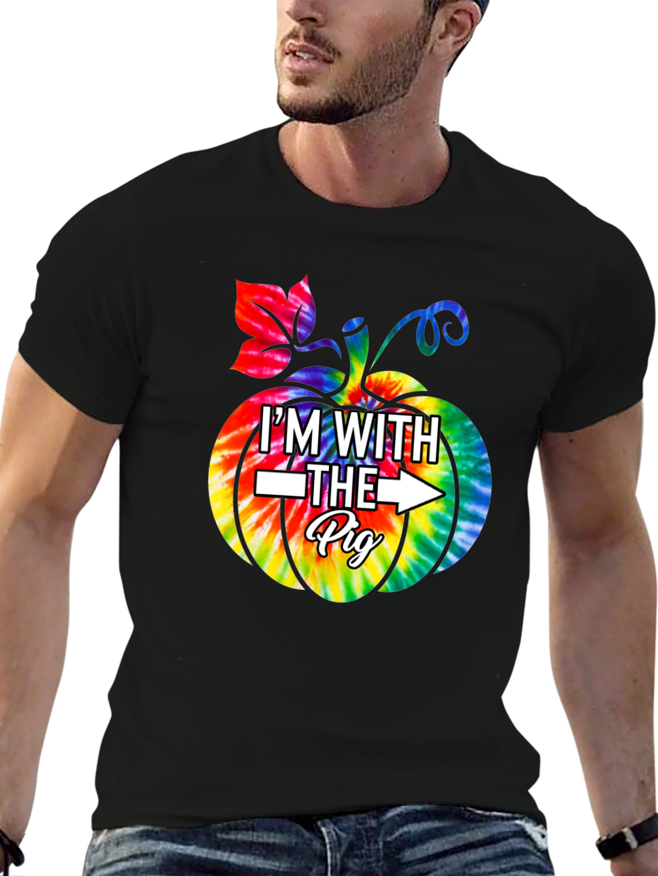 Im With The Pig Pumpkin Tie Dye Graphic T-Shirt