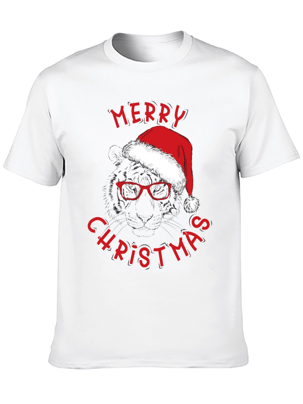 Merry Christmas Santa Hat & Glasses T-Shirt