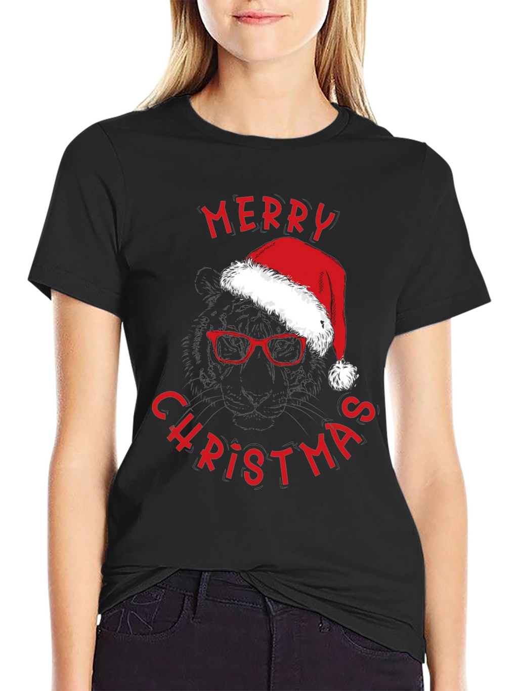 Merry Christmas Santa Hat & Glasses T-Shirt
