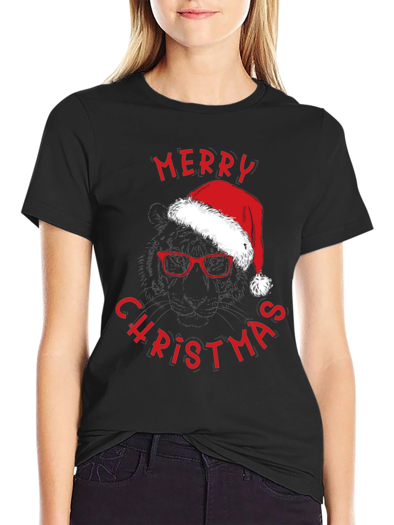 Merry Christmas Santa Hat & Glasses T-Shirt