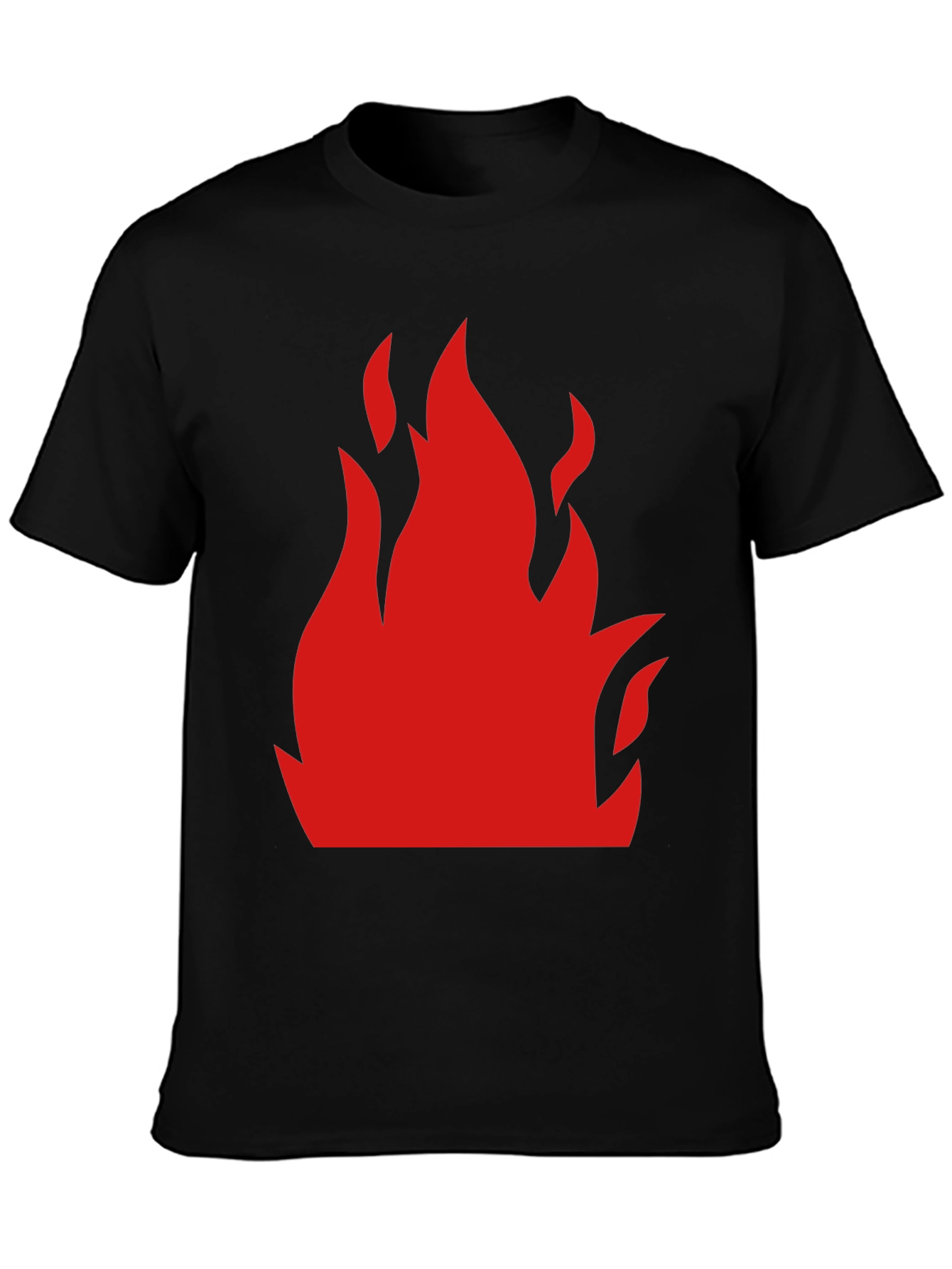 Bold Flame Graphic Tee - Black Cotton T-Shirt